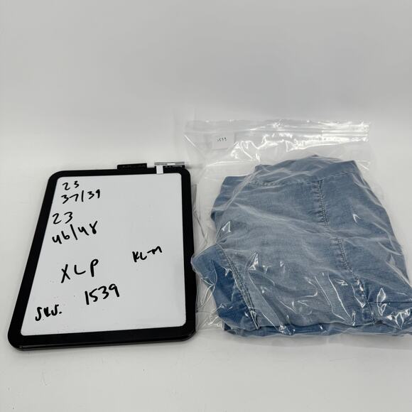 Chico's Chambray Dress Womens Petite XL XLp Blue Coastal Button Up Roll Tab - Picture 8 of 8